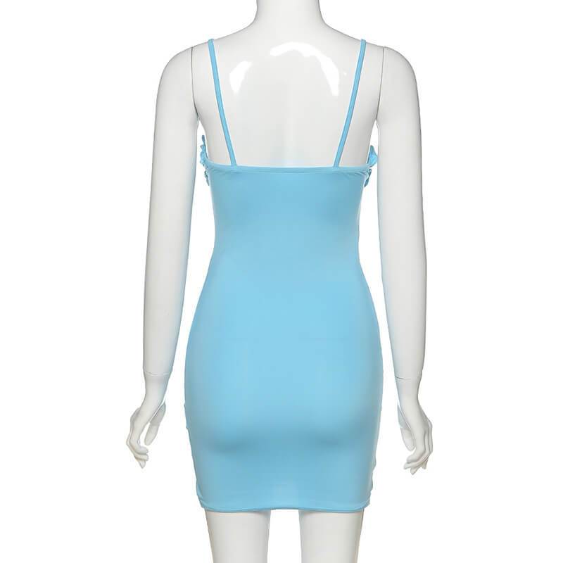 Sky Blue Ruffle Bodycon Short Dress