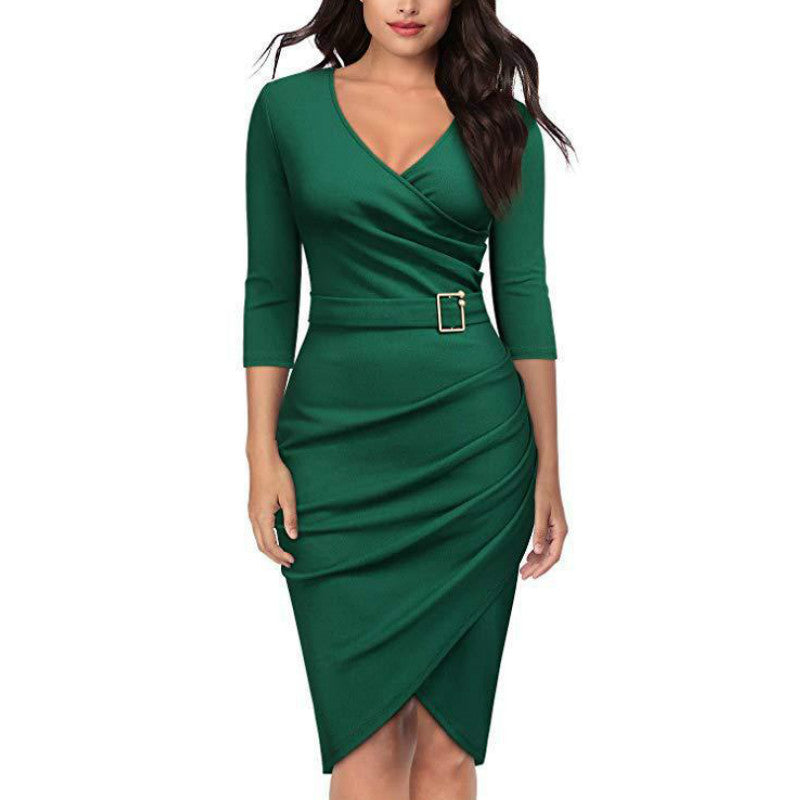 Plus Size Dress | V Neck Dress | 3/4 Sleeve Dress