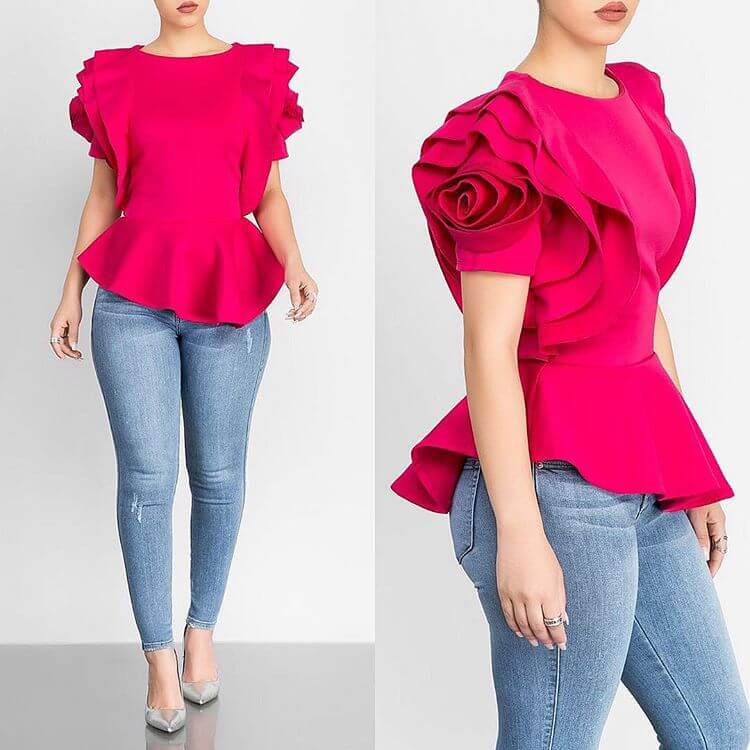 Ruffle Irregular Candy Color T-shirt