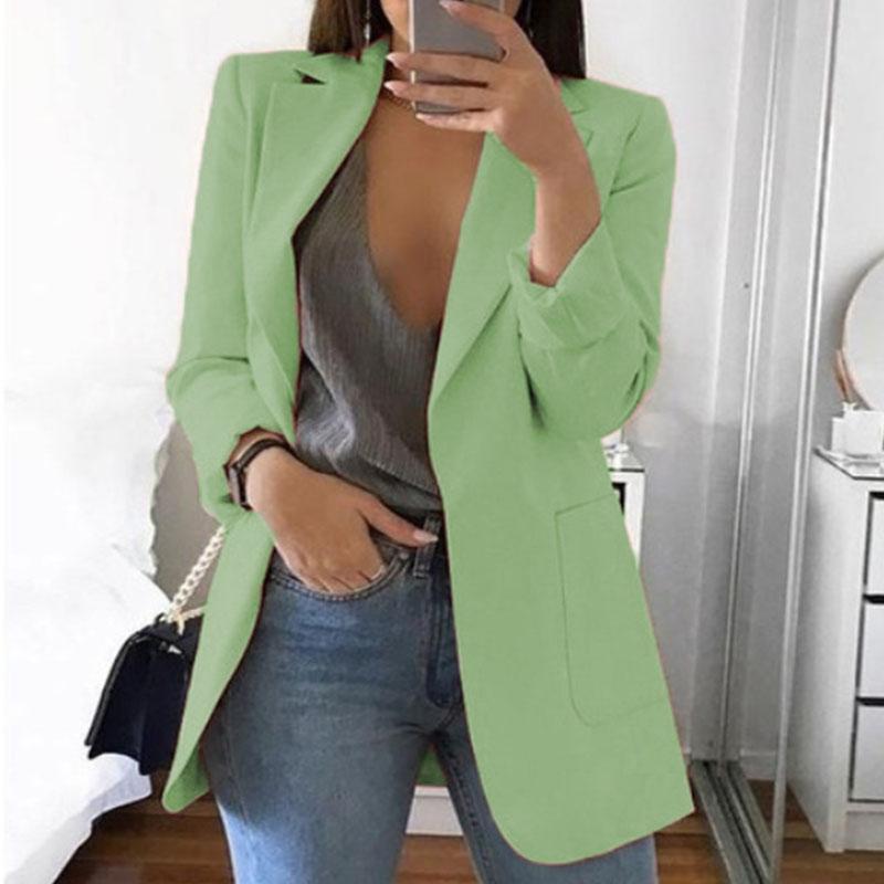 OL Solid With Pockets Midi Blazer