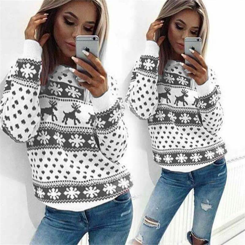 Christmas Cartoon Reindeer Pullover Sweater