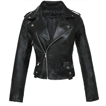 Fitted PU Zipper Moto Jacket