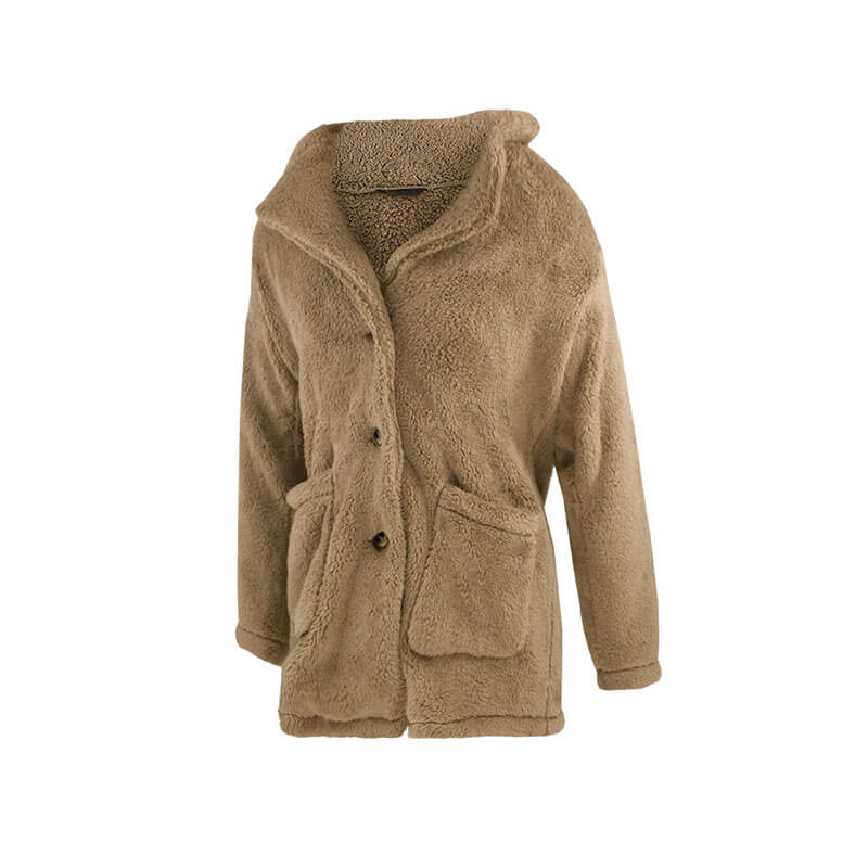 Fleece Lapel Warm Cardigan