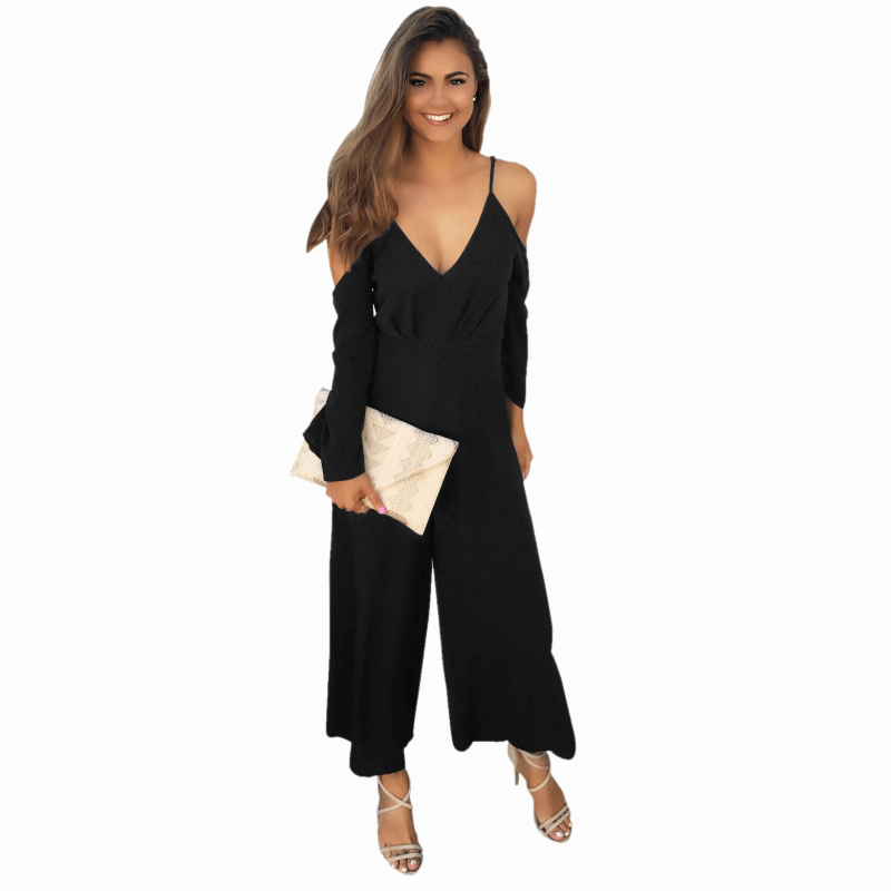 Cold Shoulder Wide Loose Jumpsuits