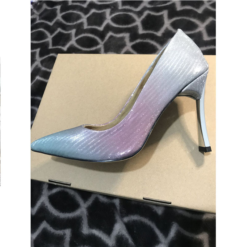 Sequin Gradient Pointed Toe Pumps