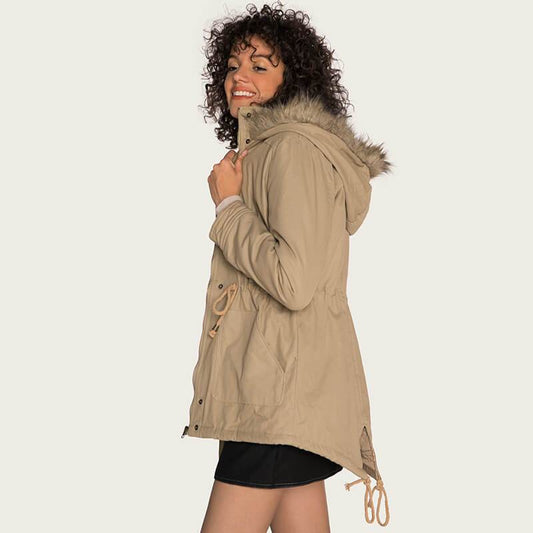 Solid Hollister Drawstring Parka Coat