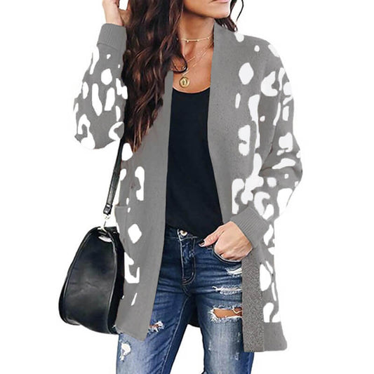 Leopard Open Front Long Cardigan Sweater