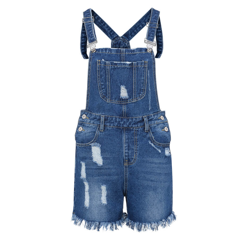 Ruffles Blue Short Denim Overalls