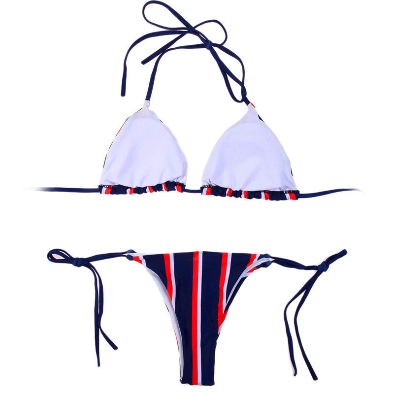 Hot Stripe Strappy Two Pieces Bikini