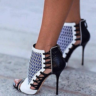 Women's Heels Hollow Out Straps Peep Toe Career Party Sandals Shoes - MeetYoursFashion - 1