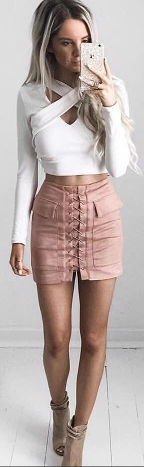 Sexy Criss Cross V Neck Long Sleeve Crop Top Blouse