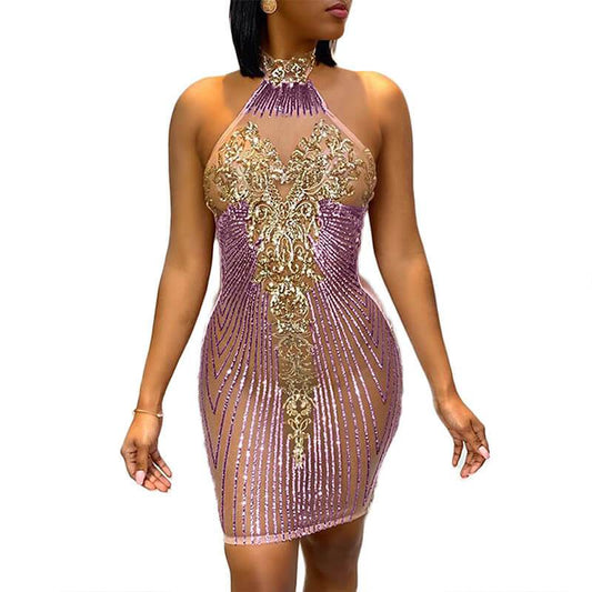 Sequin See Through Bodycon Dress