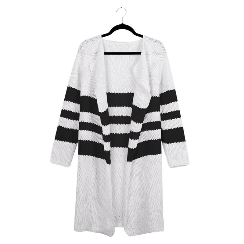 Colorblock Knit Long Cardigan Sweater