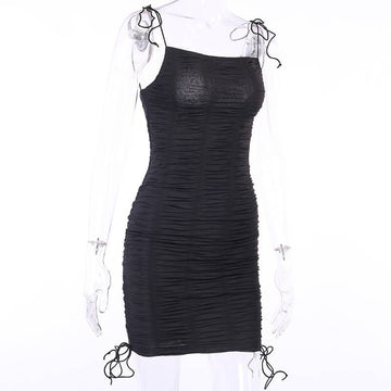 Skinny Soild Ruched Short Dress