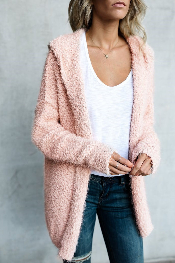 Candy Color Open Hooded Short Cardigan Coat