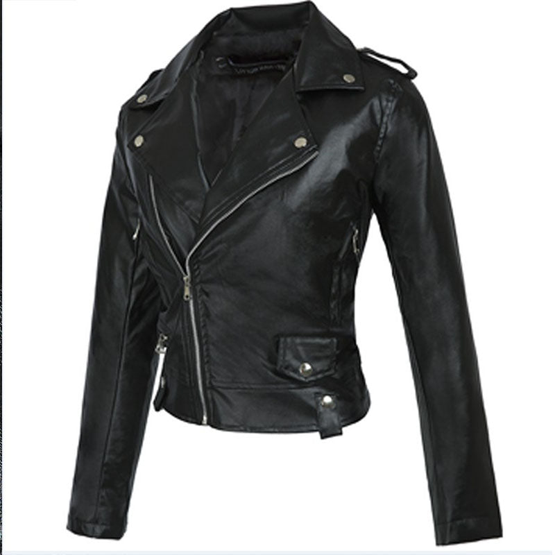 Fitted PU Zipper Moto Jacket