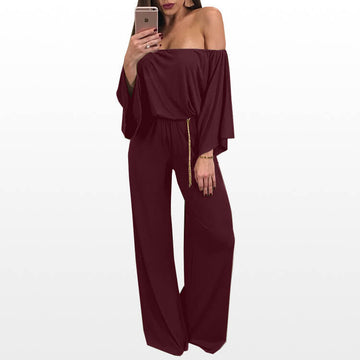 Off Shoulder Wide Leg Backless Loose Jumpsuits