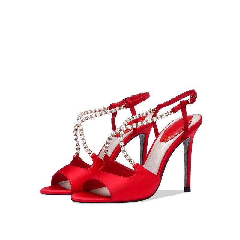 Sexy Peep Toe Cutout Buckle Rhinestone High Heel Sandals