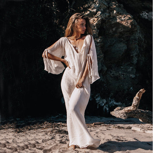 Cold Shoulder Boho Long Dress