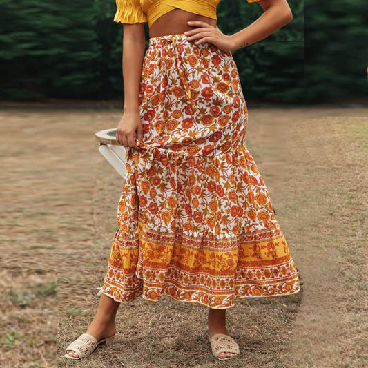 Sexy Yellow Floral Loose Strap Dresses