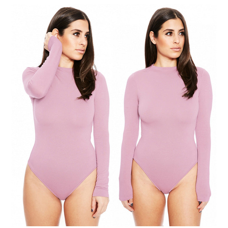 Sexy Stretch Long Sleeves O Neck Full Bodysuit