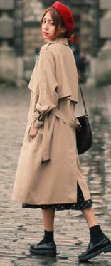 Turn-down Collar Belt Casual Loose Long Coats - Meet Yours Fashion - 5