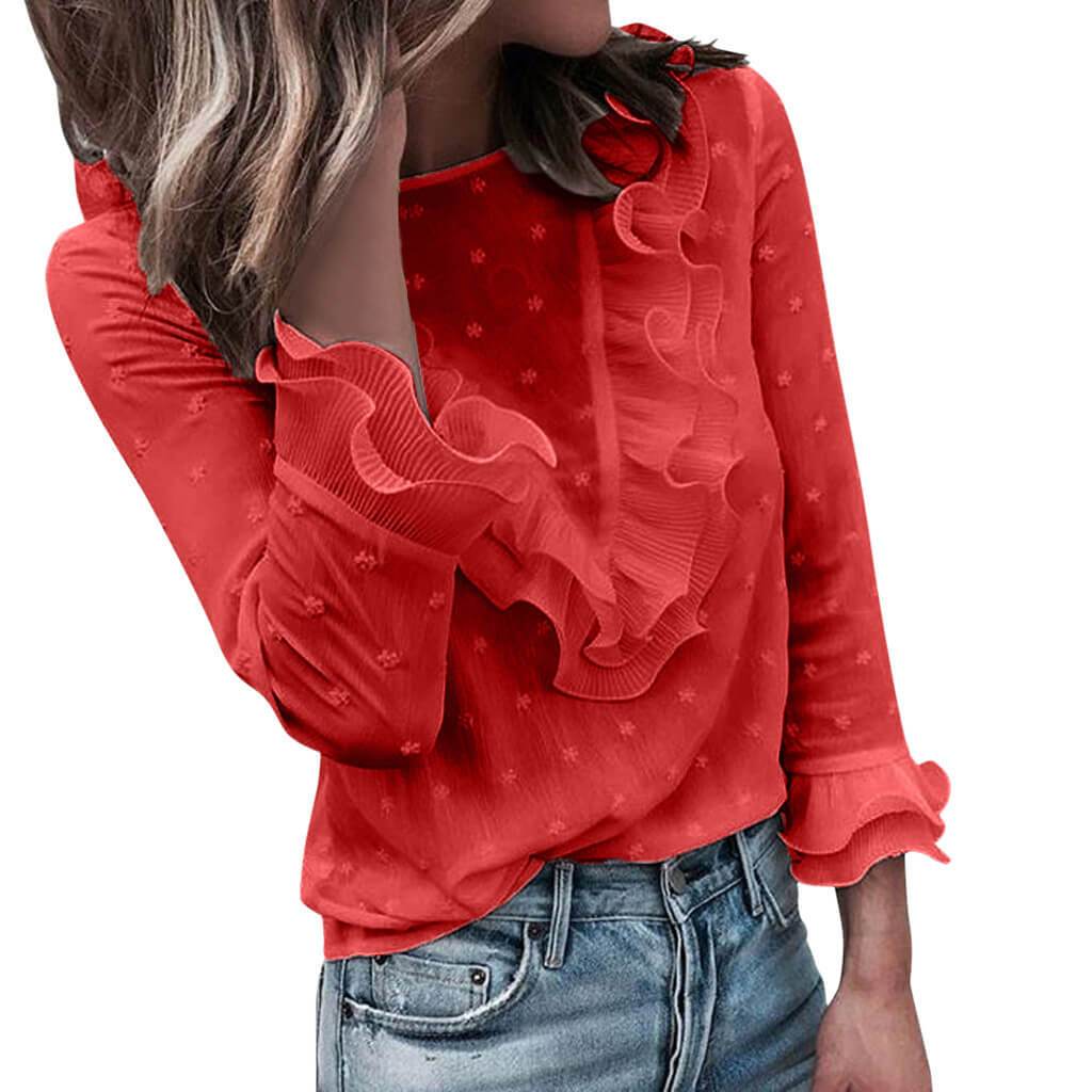 Lotus Leaf Button Blouse