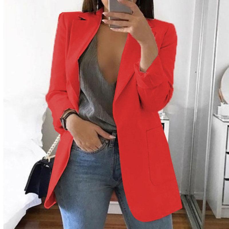 OL Solid With Pockets Midi Blazer