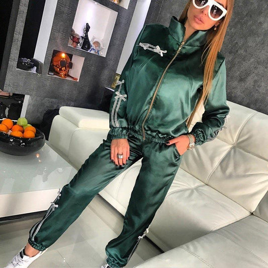 Stand Collar Sports Two Pieces Set