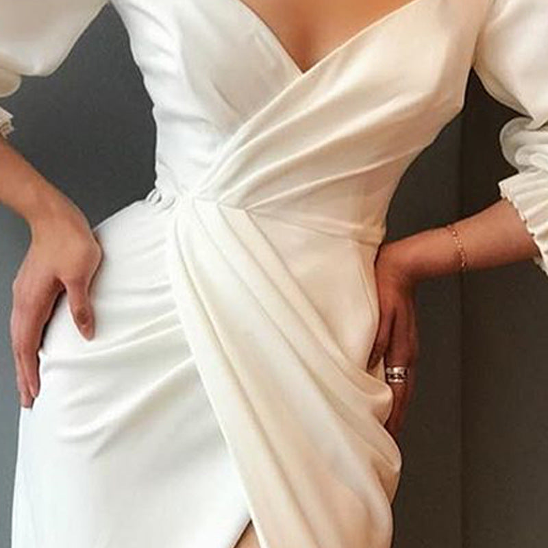 Puff Sleeve Backless High Waist Maxi Dress