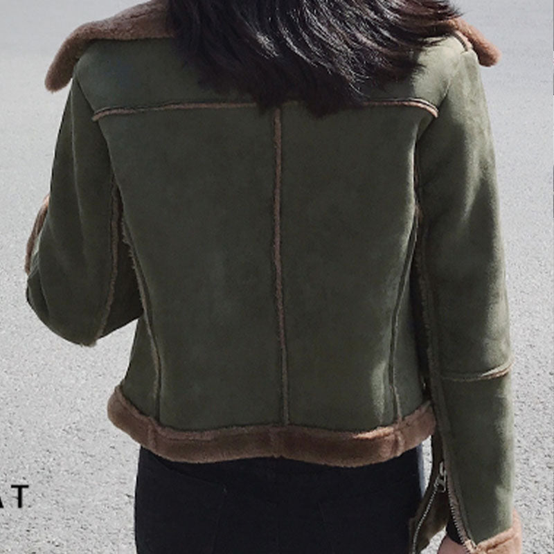 Green Shearling Suedette Jacket