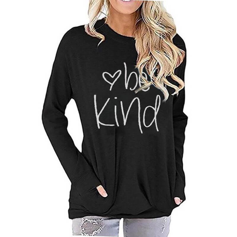 Letter Print Long Sleeves Loose T-shirt