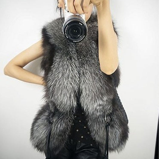 Sleeveless Faux Fur Drawstring Gilet Jacket