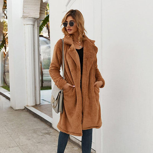 Open Front Longline Teddy Coat