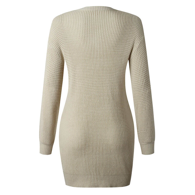 Soild Crochet Sweater Dress