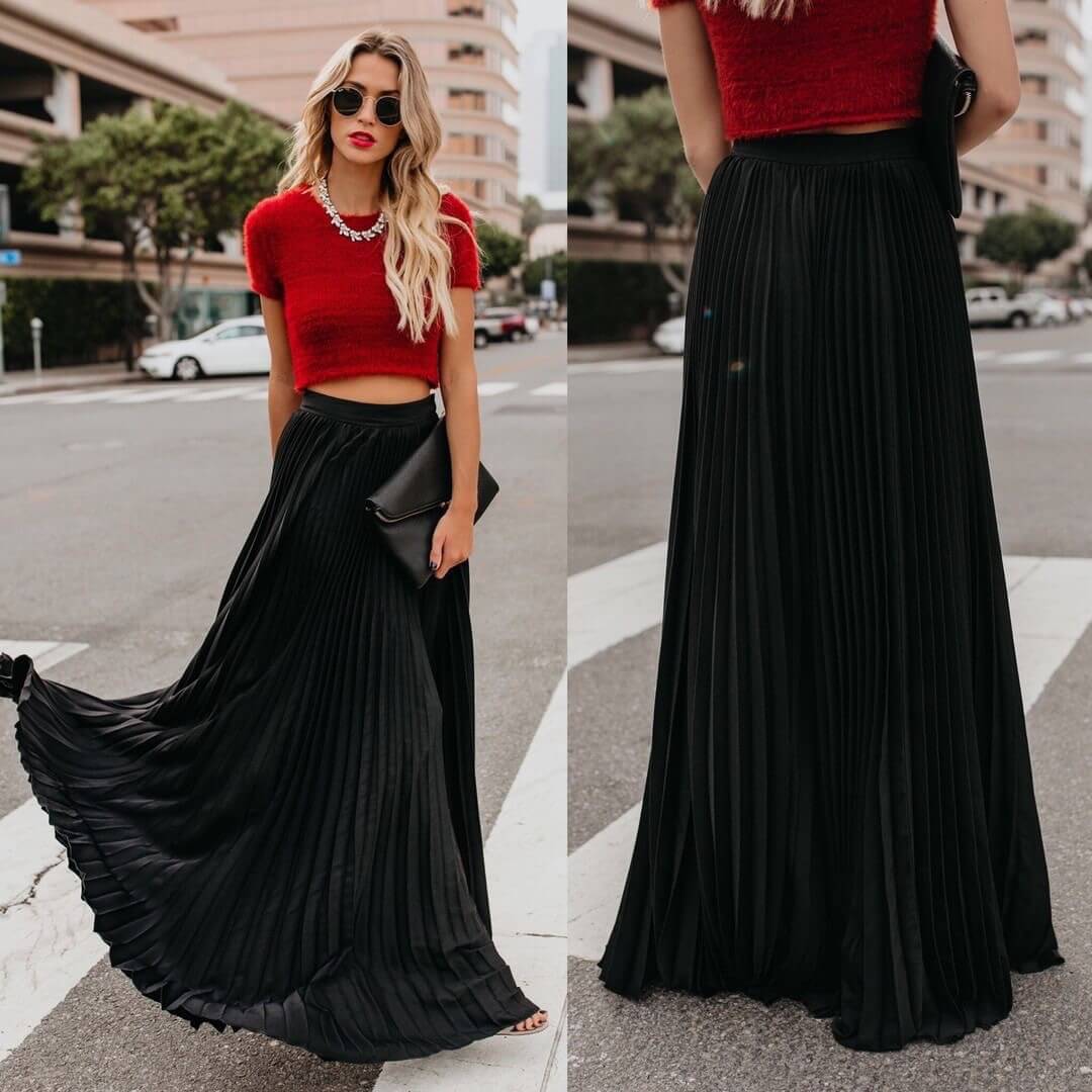 Party High Waist Pleated Maxi Dress