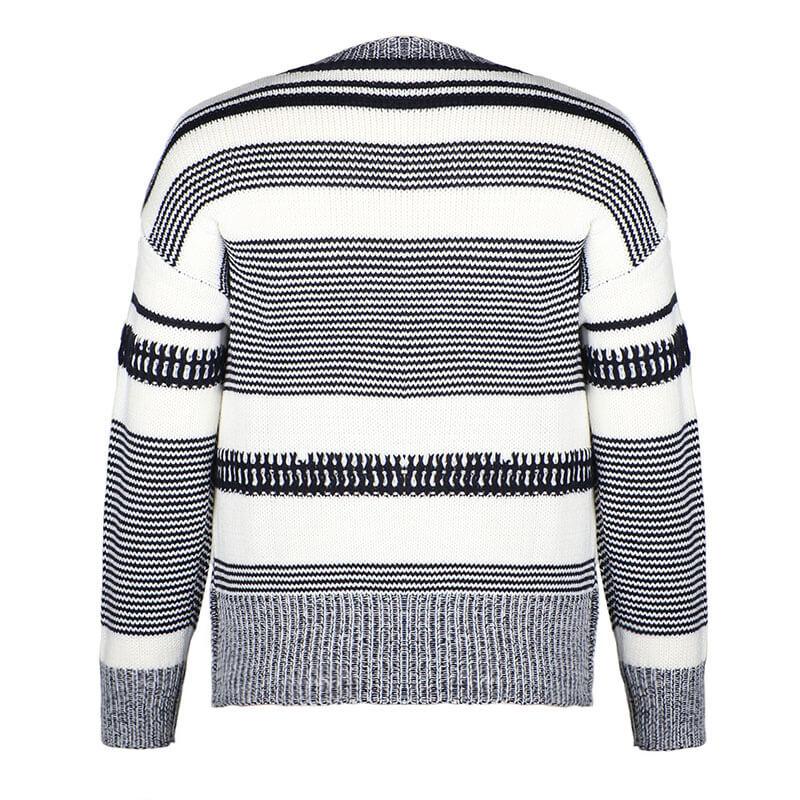 Patchwork Striped Pullover Sweater