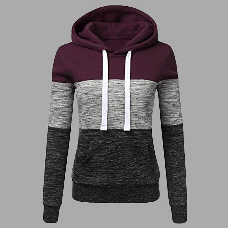 Winter Pullover Drawstring Colorblock Hoodies