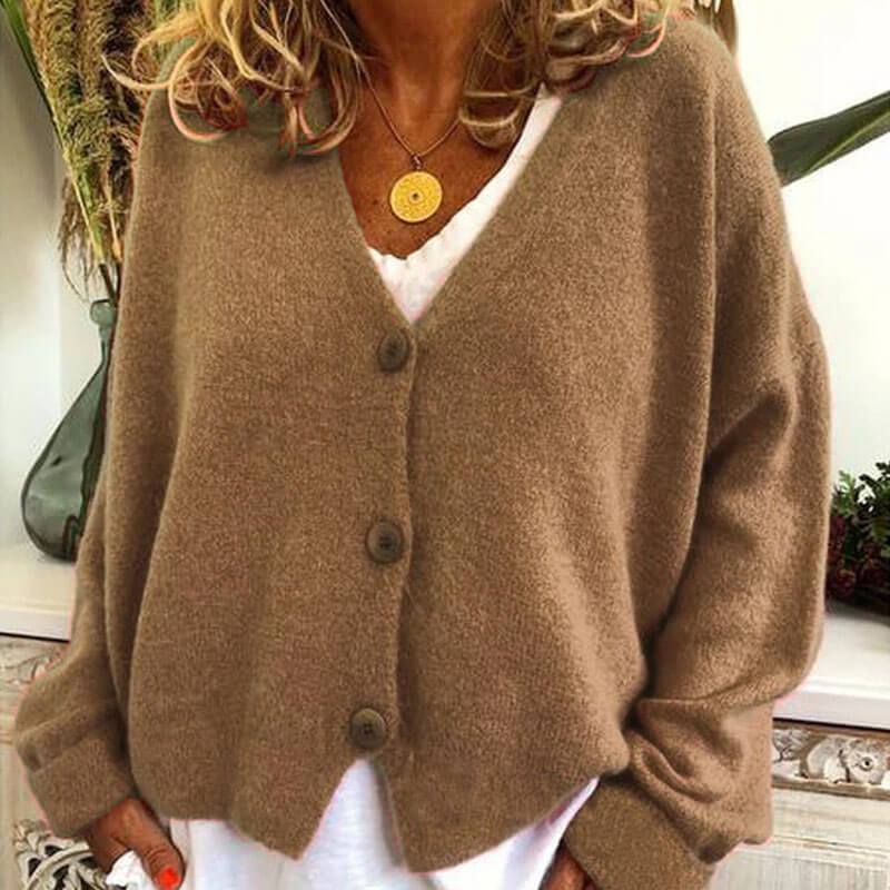 Pure Color With Button Cardigan