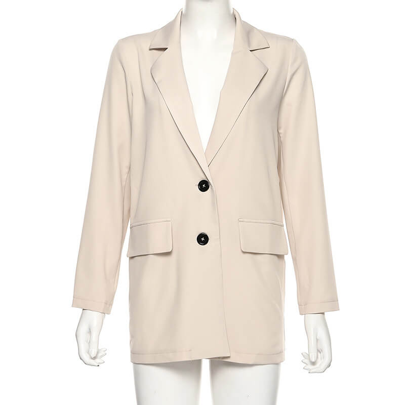 Simple Beige Midi Blazer