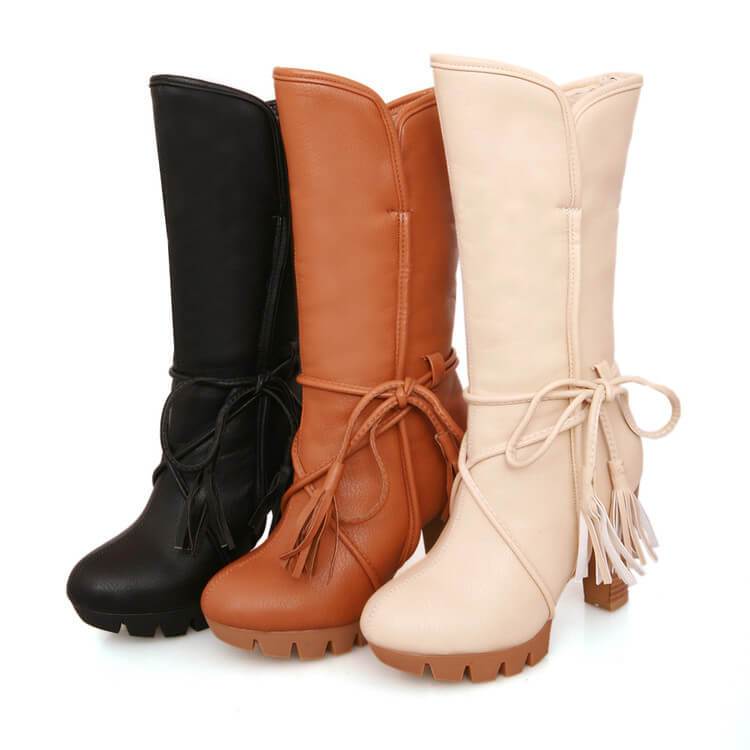 Platform Boots | Leather Boots | Chunky Heel Boots