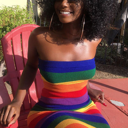 Rainbow Tube Skinny Dress