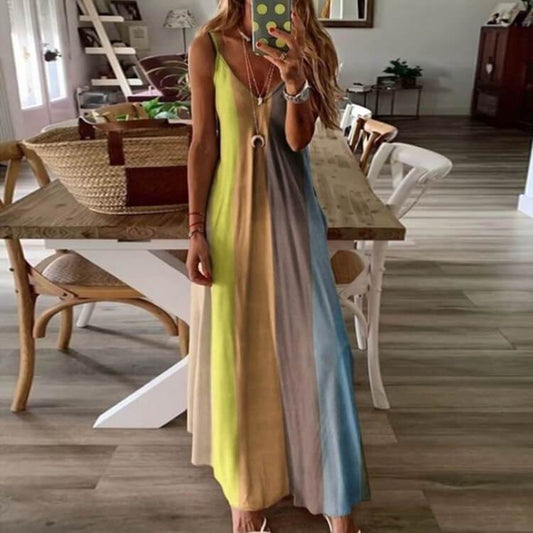 Gradient Color Empire Waist Long Sling Dress