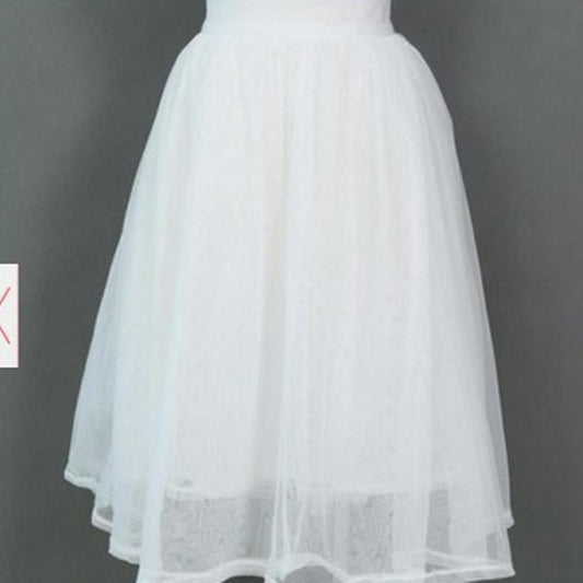 Multi-layer Mesh Pure Color Loose Knee-length Beach Skirt