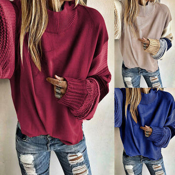 Crewneck Colorblcok Knit Sweater