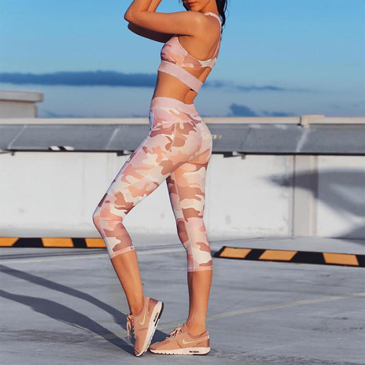 Sexy Camo Tank Top High Waist Bodycon Skinny Pant Sets