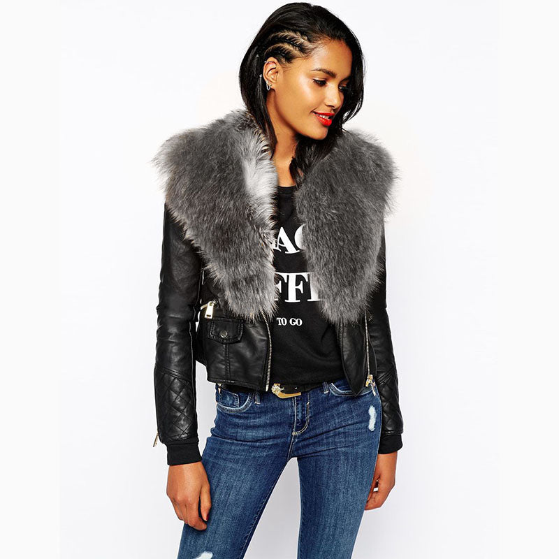 Shearling Zipper Moto Jacket