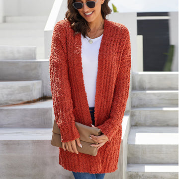 Popcorn Long Cardigan Knit Sweater Coat