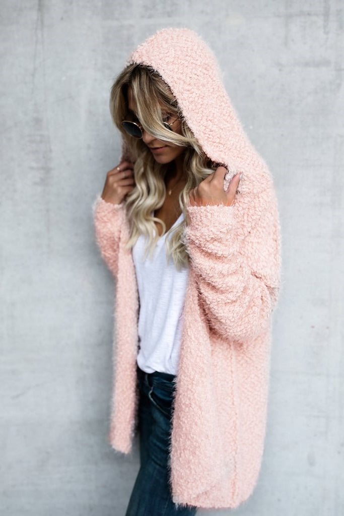 Candy Color Open Hooded Short Cardigan Coat