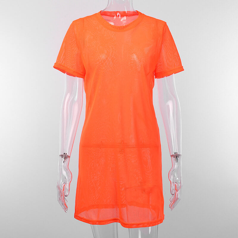 See Through Mesh T Shirt Dress